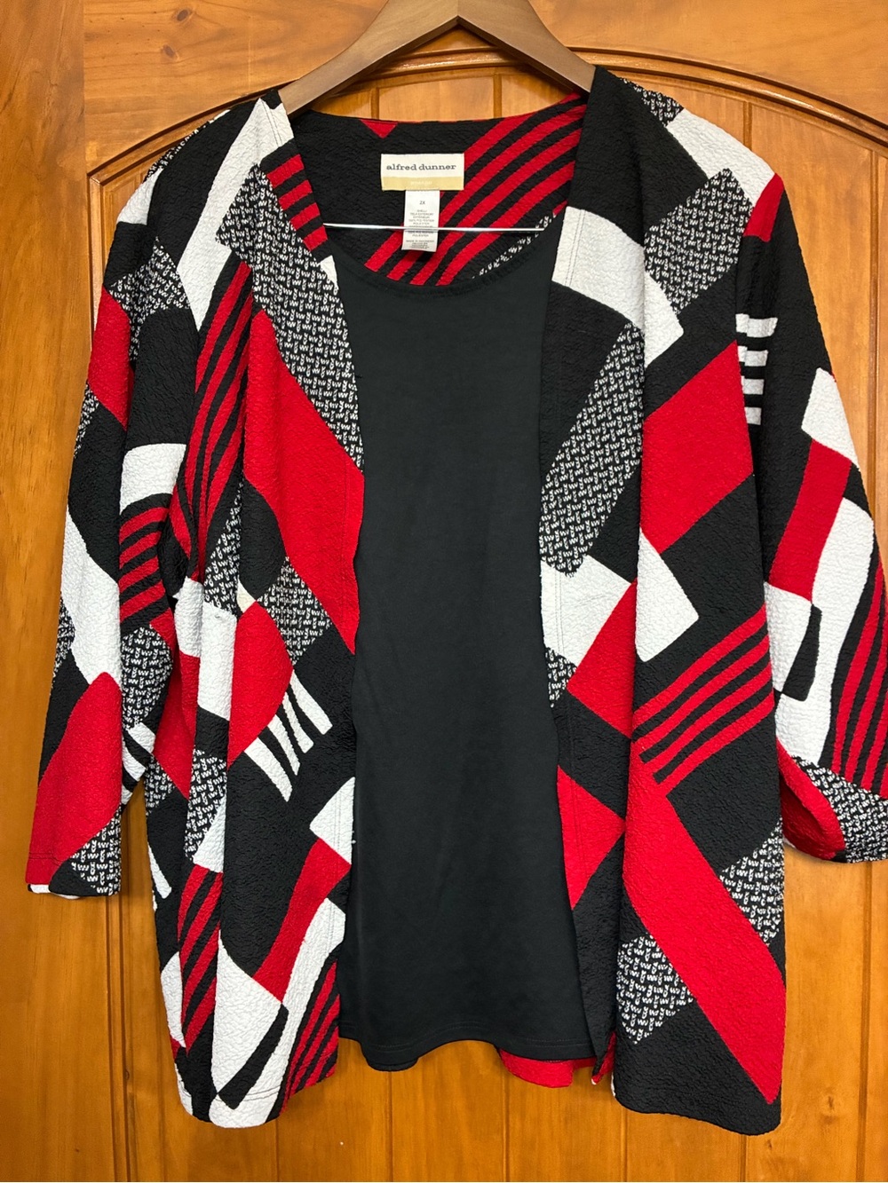 Alfred Dunner Geometric Open-Front Blouse